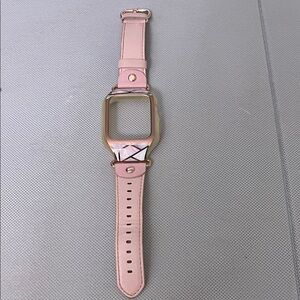 Chic Pink Watch Strap with Gold Accents